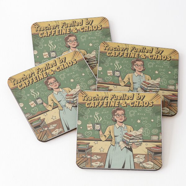 Item preview, Teacher Fuelled by Caffeine and Chaos | Retro Educator Humor Art designed and sold by Dariusz.K.