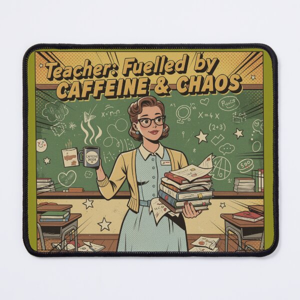 Item preview, Teacher Fuelled by Caffeine and Chaos | Retro Educator Humor Art designed and sold by Dariusz.K.