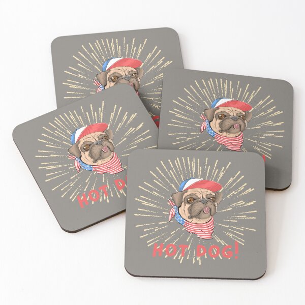 Item preview, Hot Dog! - Funny Pug in Baseball Cap - 4th of July designed and sold by MugsAndDuds.