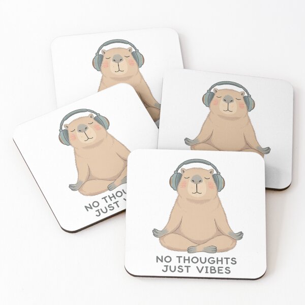 Item preview, No Thoughts Just Vibes - Chill Capybara with Headphones designed and sold by etuvibes.