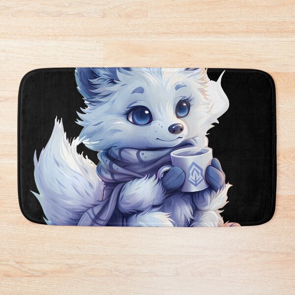 Item preview, Blue Winter Fox Cub With Warm Mug – Cute Cozy Illustration designed and sold by Beachy Beasts.