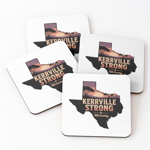 Item preview, Kerrville Strong Texas Hill Country Sunset Map Outline designed and sold by JMDesignHub.