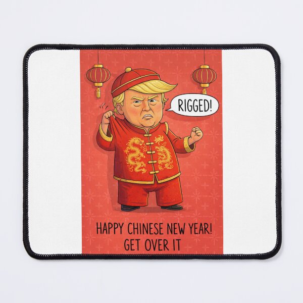 Item preview, Man in Dragon Robe Yelling "Rigged!" – Chinese New Year Satire with Red Lanterns designed and sold by Places On Earth.