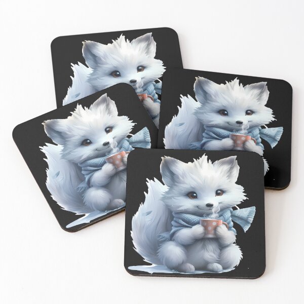 Item preview, Cozy Arctic Fox With Hot Cocoa – Winter Hygge Illustration designed and sold by Beachy Beasts.