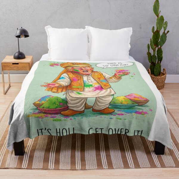 Item preview, American in Indian Sherwani Complaining at Holi Festival – Colorful Satirical Greeting designed and sold by Places On Earth.