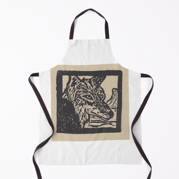 Item preview, Coyote in desert art block print designed and sold by CrittersByLola.
