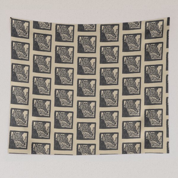 Item preview, Coyote in desert art block print  designed and sold by CrittersByLola.