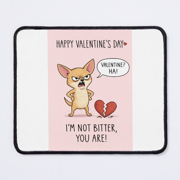 Item preview, Angry Chihuahua Shouting “Valentine? Ha!” – Anti-Valentine’s Day Humor designed and sold by Places On Earth.