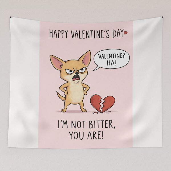 Item preview, Angry Chihuahua Shouting “Valentine? Ha!” – Anti-Valentine’s Day Humor designed and sold by Places On Earth.
