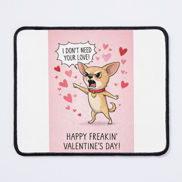 Item preview, Chihuahua Pointing and Yelling – Anti-Valentine’s Rant with Love Heart Backdrop designed and sold by Places On Earth.