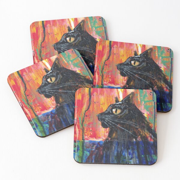 Item preview, Lucky black cat acrylic painting. designed and sold by CrittersByLola.
