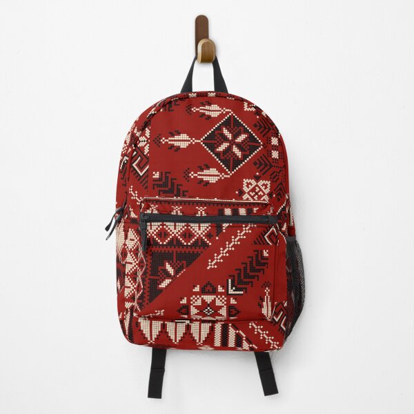 Item preview, Modern Palestinian Tatreez Embroidery Pattern - Traditional Geometric Folk Art in Crimson Red designed and sold by Basma Store.