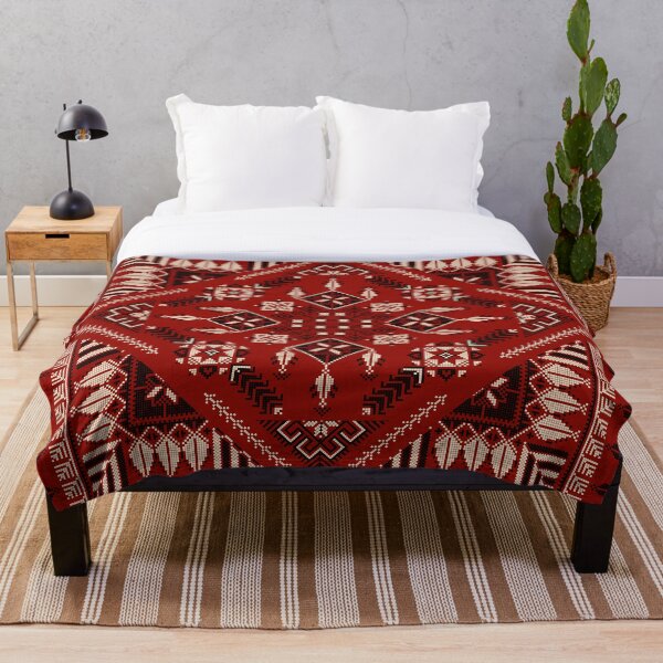 Item preview, Patrón de bordado tatriez palestino moderno: arte popular geométrico tradicional en rojo carmesí designed and sold by Basma Store.