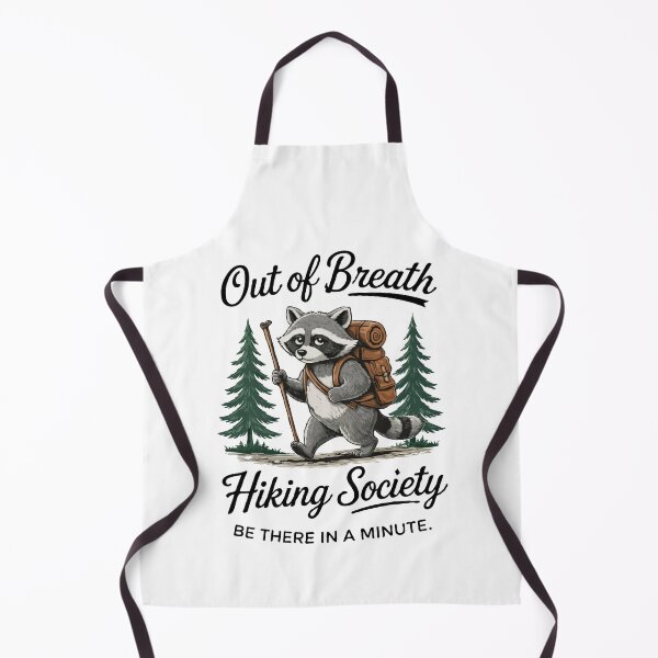 Item preview, Out of Breath Hiking Society – Funny Raccoon Hiker Illustration | Cute Outdoor Adventure Art designed and sold by BrainBubbleArt.
