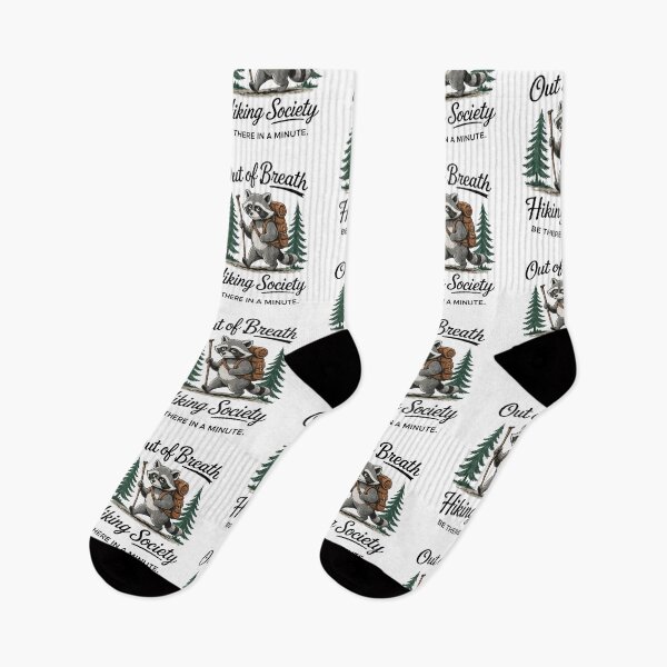 Item preview, Out of Breath Hiking Society – Funny Raccoon Hiker Illustration | Cute Outdoor Adventure Art designed and sold by BrainBubbleArt.