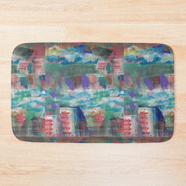 Item preview, abstract city otherworld acrylic painting designed and sold by CrittersByLola.