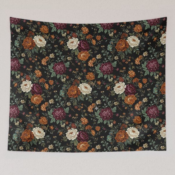 Item preview, Moody Vintage Botanical - Dark Floral Oil Painting Pattern designed and sold by ZEYCAT.