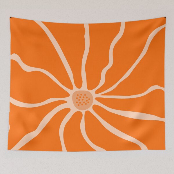 Item preview, Retro Floral Bloom - Bold Orange & Cream Minimalist Mod Flower designed and sold by Far Out Goods.