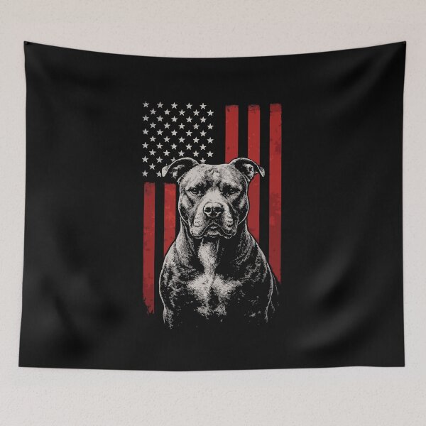 Item preview, Patriotic Pit Bull Dog Art – American Flag Pitbull Illustration | Strong Loyal USA Dog Design designed and sold by BrainBubbleArt.