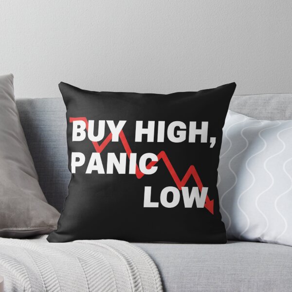Artikelvorschau, Buy High, Panic Low – Minimalistisches Börsen Typografie Design entworfen und verkauft von DejavuArts.