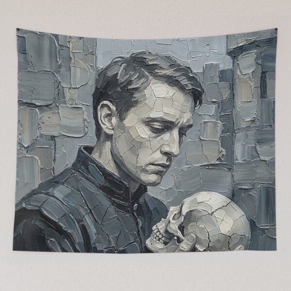 Item preview, Hamlet – Thought, Doubt, and Mortality | Textured Literary Portrait designed and sold by SavinMercantile.