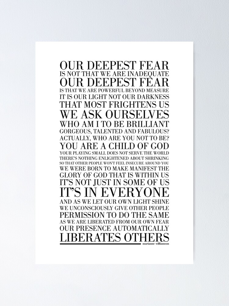 Our deepest fear by Marianne (Black)" TypographyTales Redbubble