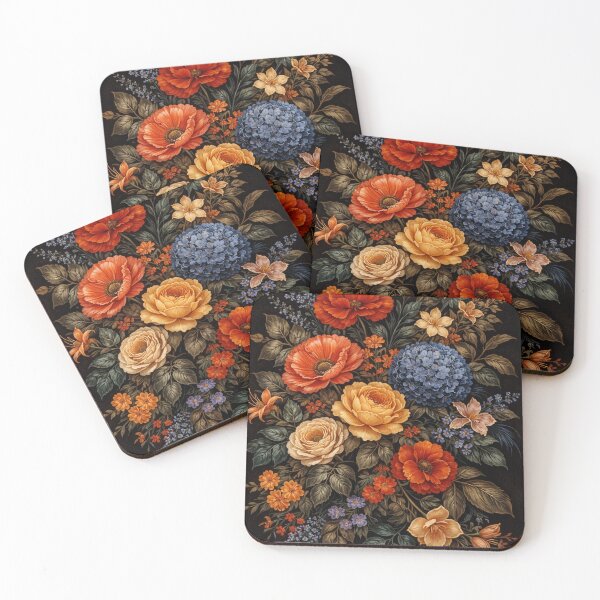 Artikelvorschau, Dunkles Vintage-Ölgemälde mit botanischen Blumenmotiven entworfen und verkauft von ZEYCAT.