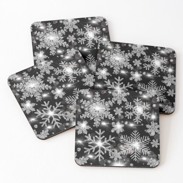 Item preview, Crystal frozen silver snowflakes, winter holiday pattern designed and sold by hollycooper.