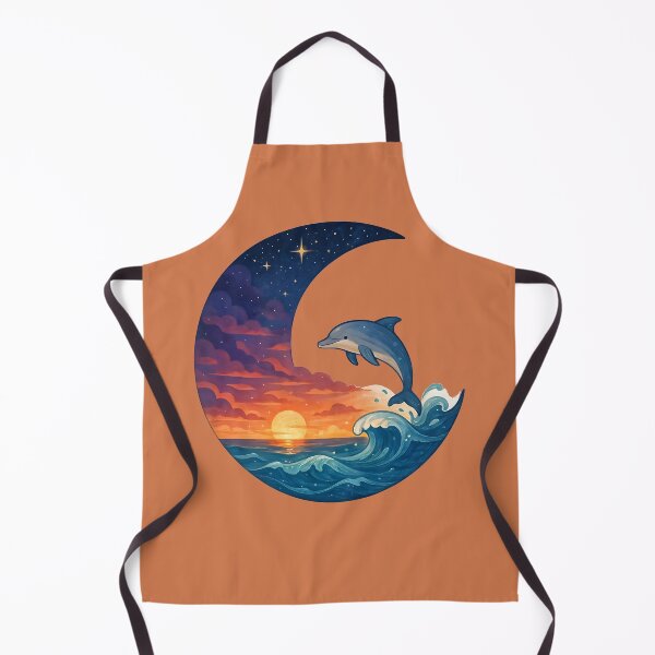 Item preview, Crescent Moon Ocean Waves Dolphin designed and sold by BreezyDawnDesigns.