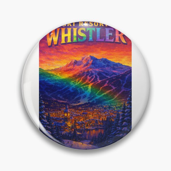 Item preview, Whistler Ski Resort Rainbow Sunset Winter Mountain Scene designed and sold by Places On Earth.