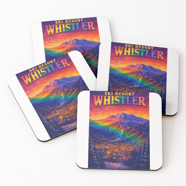 Item preview, Whistler Ski Resort Rainbow Sunset Winter Mountain Scene designed and sold by Places On Earth.