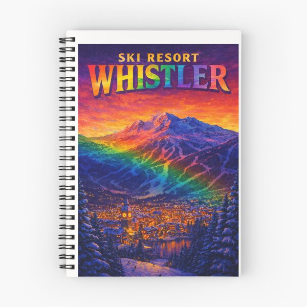 Item preview, Whistler Ski Resort Rainbow Sunset Winter Mountain Scene designed and sold by Places On Earth.