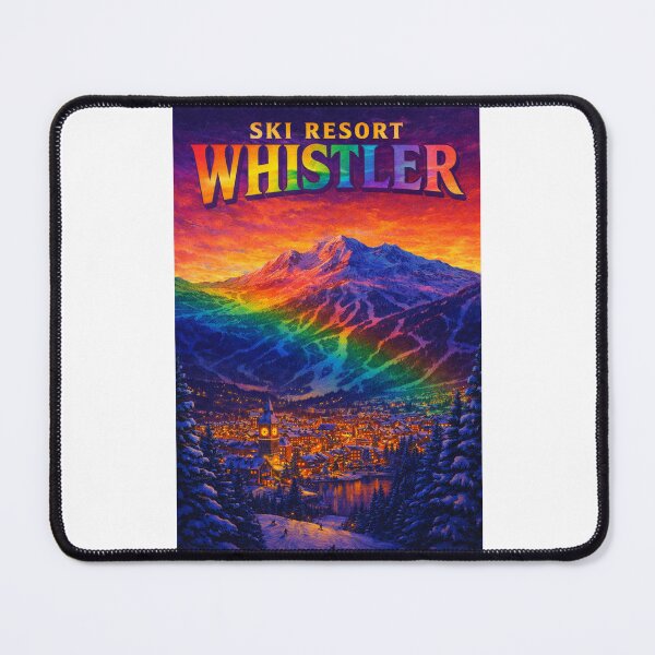Item preview, Whistler Ski Resort Rainbow Sunset Winter Mountain Scene designed and sold by Places On Earth.