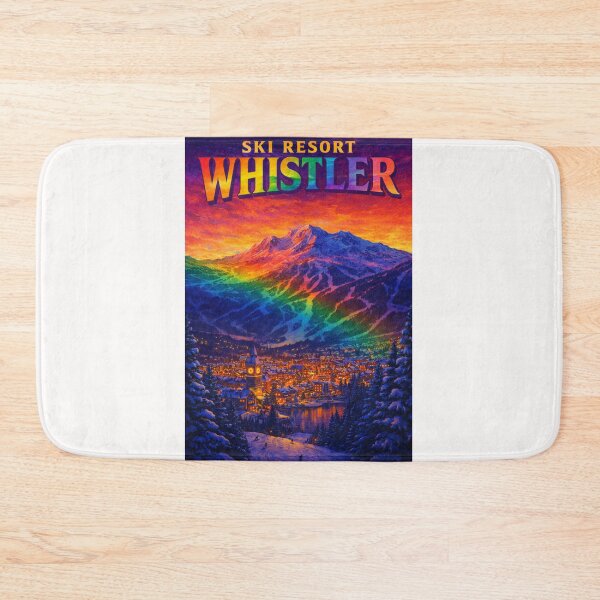 Item preview, Whistler Ski Resort Rainbow Sunset Winter Mountain Scene designed and sold by Places On Earth.
