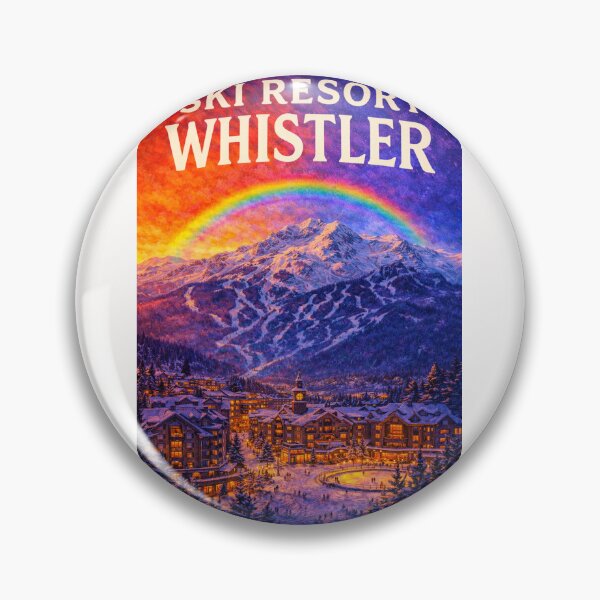 Item preview, Whistler Canada Ski Village with Rainbow Over Mountain Peaks designed and sold by Places On Earth.