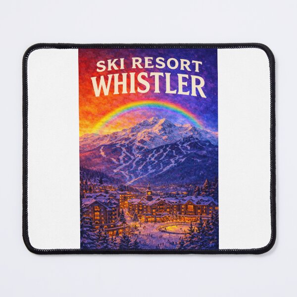 Item preview, Whistler Canada Ski Village with Rainbow Over Mountain Peaks designed and sold by Places On Earth.