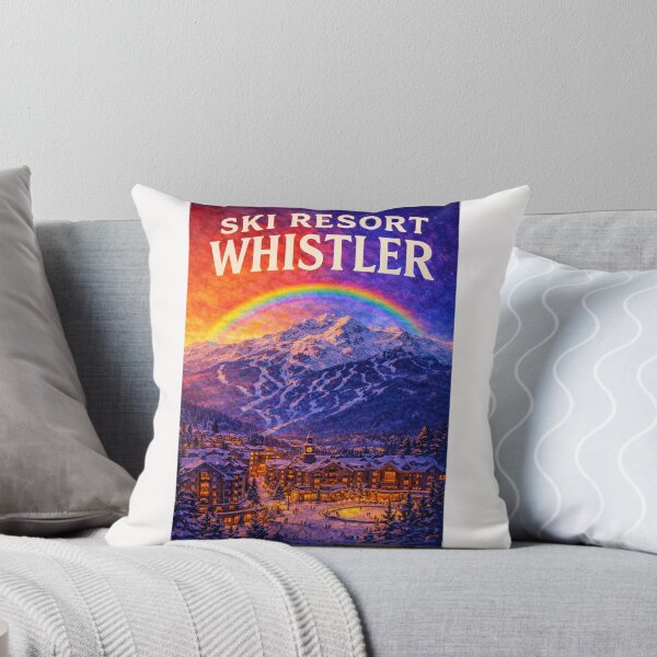 Item preview, Whistler Canada Ski Village with Rainbow Over Mountain Peaks designed and sold by Places On Earth.