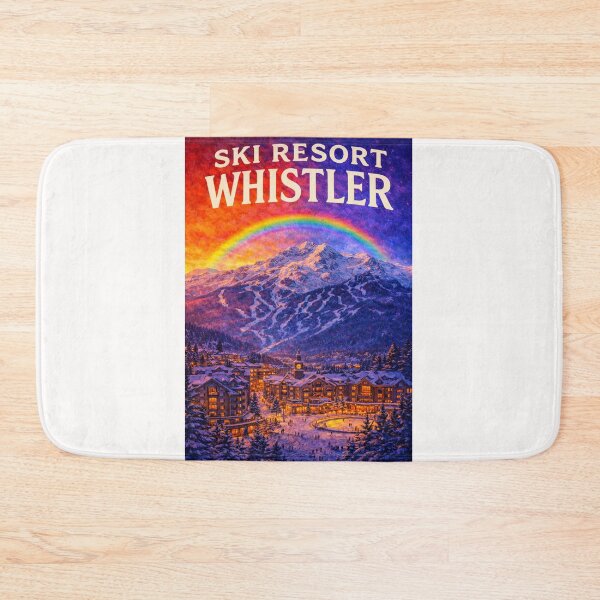 Item preview, Whistler Canada Ski Village with Rainbow Over Mountain Peaks designed and sold by Places On Earth.
