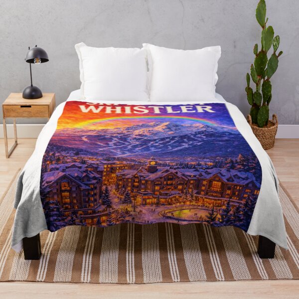 Item preview, Whistler Canada Ski Village with Rainbow Over Mountain Peaks designed and sold by Places On Earth.