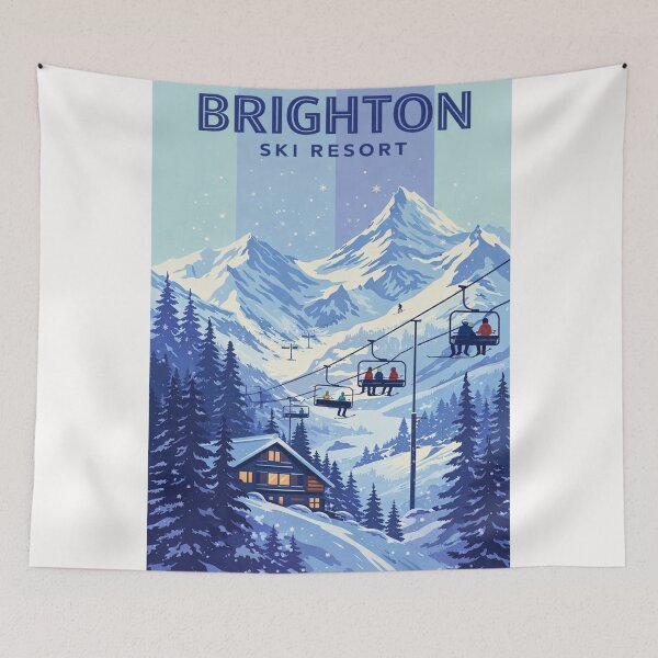 Item preview, Brighton Ski Resort Chairlift and Snowy Mountain Landscape designed and sold by Places On Earth.