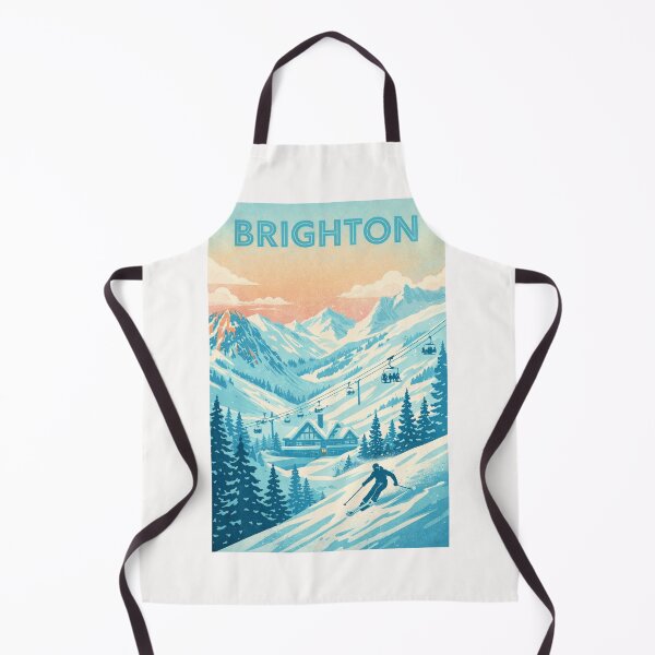 Item preview, Brighton Ski Resort Utah Retro Poster with Skier and Lodge designed and sold by Places On Earth.