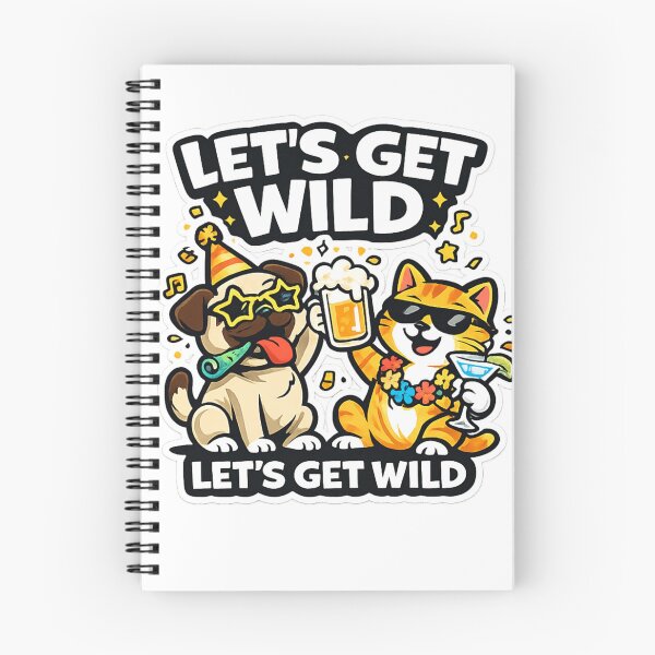 Item preview, Let’s Get Wild – Funny Party Cat and Dog Illustration designed and sold by EpicwaveDesigns.