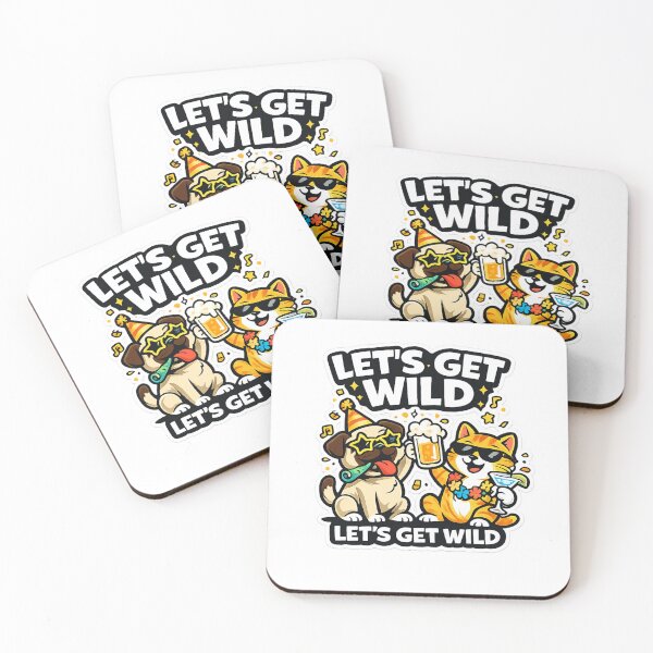 Item preview, Let’s Get Wild – Funny Party Cat and Dog Illustration designed and sold by EpicwaveDesigns.