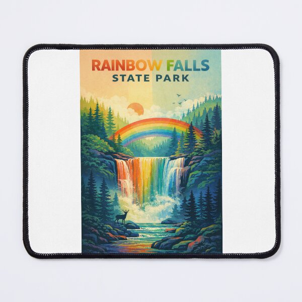 Item preview, Rainbow Falls State Park Waterfall Scene with Forest and Wildlife designed and sold by Places On Earth.