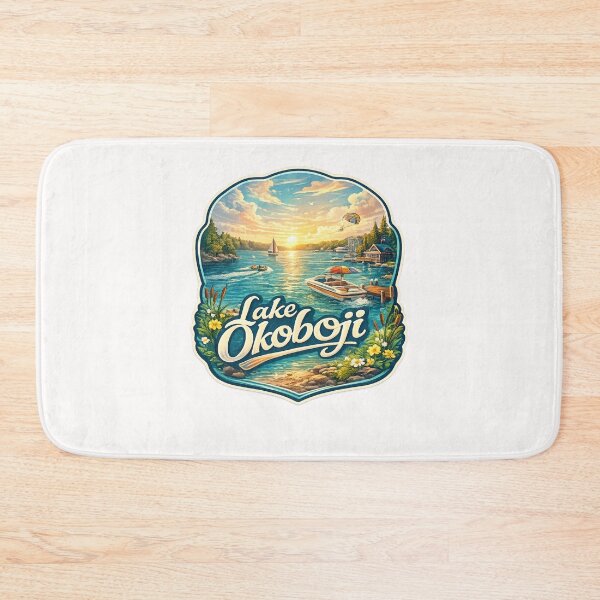 Item preview, Lake Okoboji Iowa Summer Sunset Scene with Boats and Cabins designed and sold by Places On Earth.