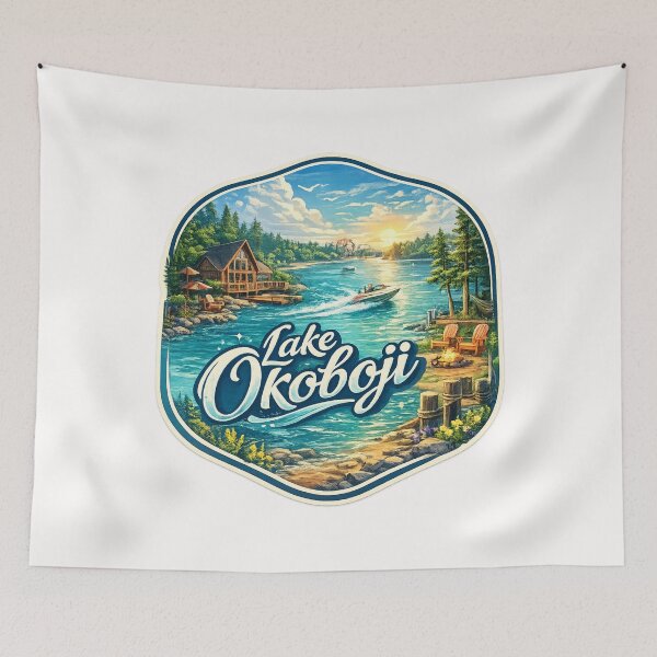 Item preview, Lake Okoboji Iowa Great Lakes Region Waterfront Cabin Scene designed and sold by Places On Earth.