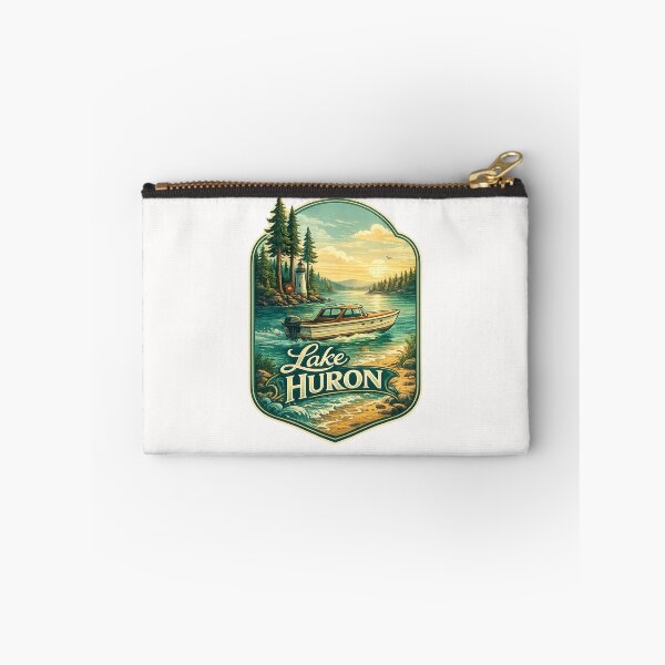 Item preview, Boating on Lake Huron with Lighthouse and Pine Forest Coast designed and sold by Places On Earth.