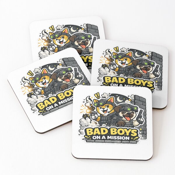 Item preview, Bad Boys on a Mission – Tactical Cat and Dog Cartoon designed and sold by EpicwaveDesigns.