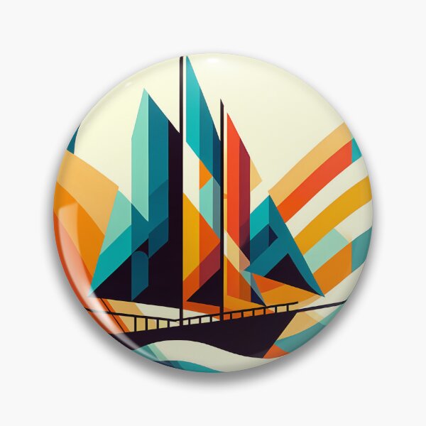 Item preview, Geometric Sailboat on Colourful Waves designed and sold by InkSmithery.