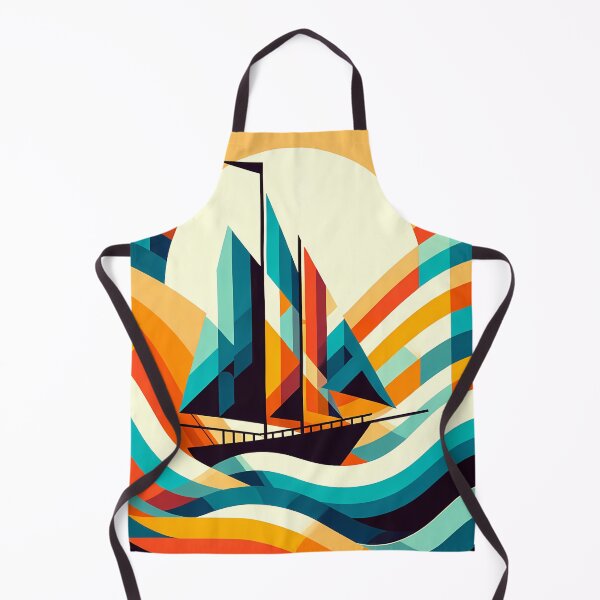 Item preview, Geometric Sailboat on Colourful Waves designed and sold by InkSmithery.
